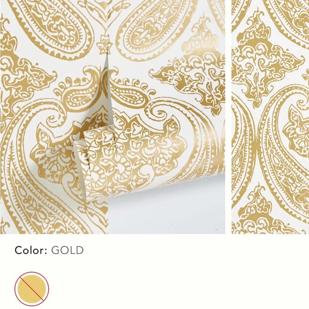 Elegant Gold Paisley Wall Decor, York Wall coverings for Anthropologie, one roll